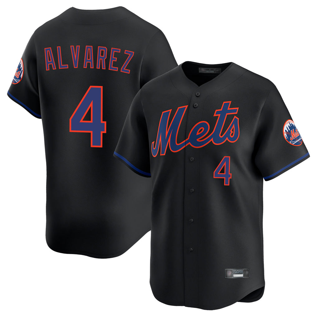 NY.Mets #4 Francisco Alvarez Player Black Alternate Home Limited Hdoa Stitched Jerseys