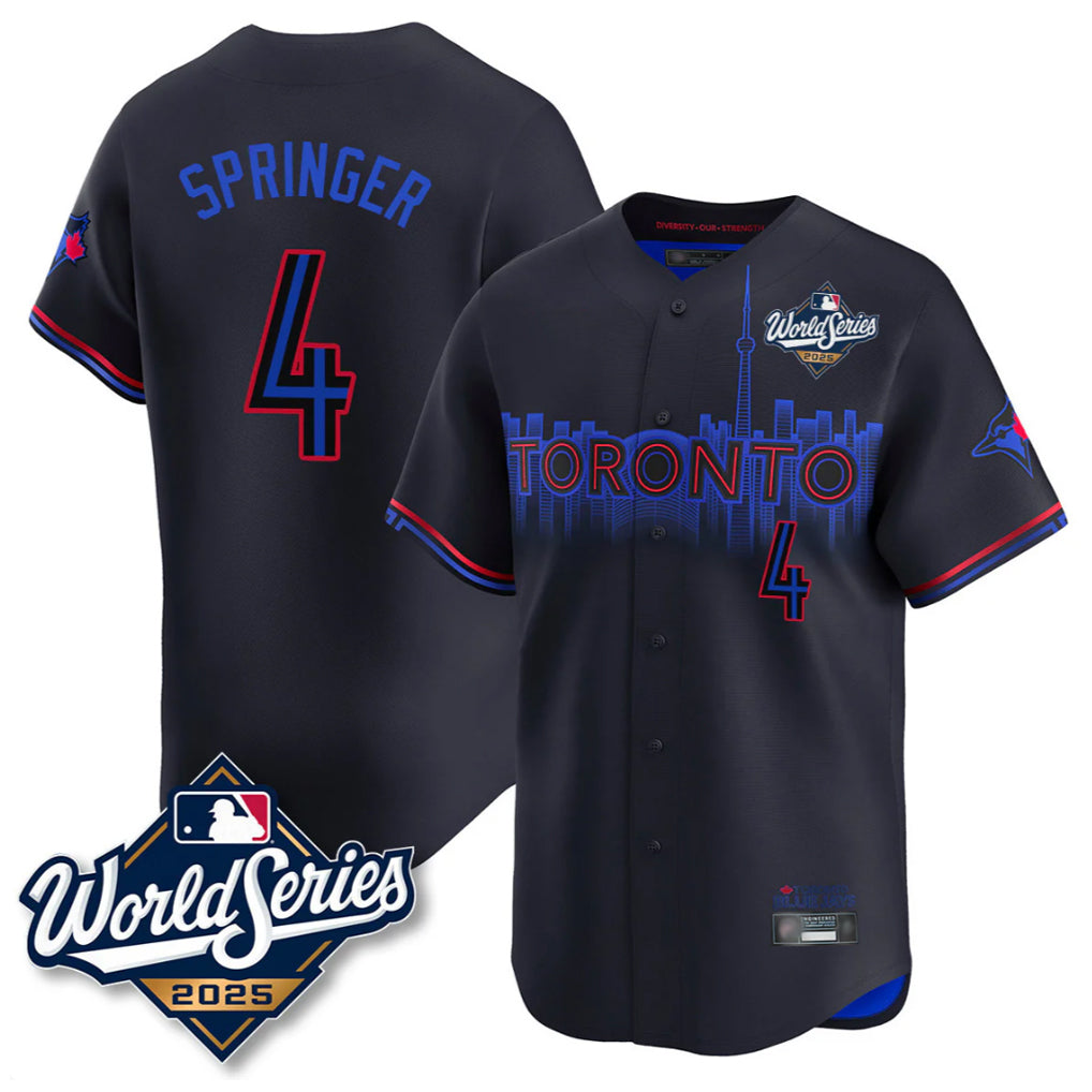 T.Blue Jays #4 George Springer Player Black 2025 World Series City Connect Hdoa Stitched Jerseys
