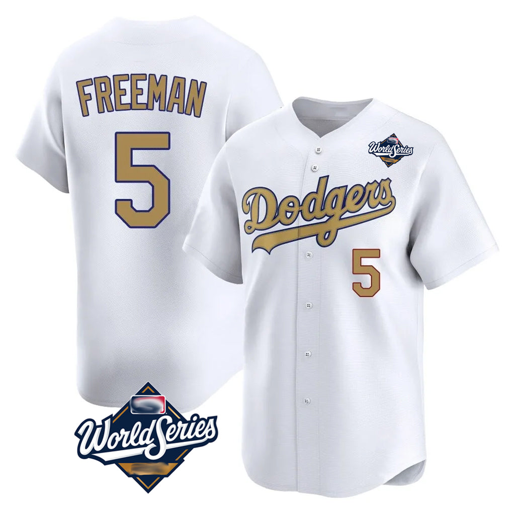 LA.Dodgers #5 Freddie Freeman Player Gold World Series Collection Limited Home Hdoa Stitched Jerseys
