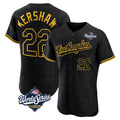 LA.Dodgers #22 Clayton Kershaw Player Black World Series Snake Skin City Limited Elite Home Hdoa Stitched Jerseys