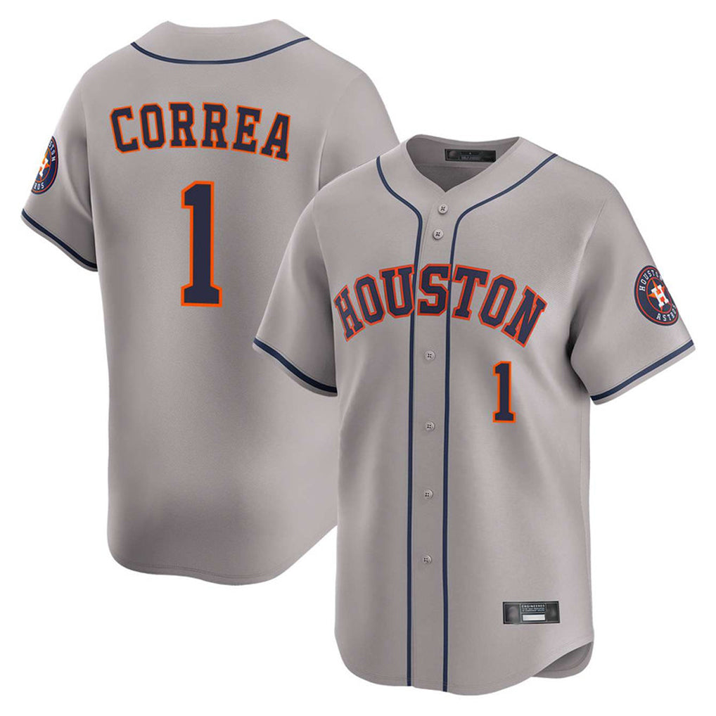 H.Astros #1 Carlos Correa Player Gray Home Limited Hdoa Stitched Jerseys