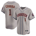 H.Astros #1 Carlos Correa Player Gray Home Limited Hdoa Stitched Jerseys
