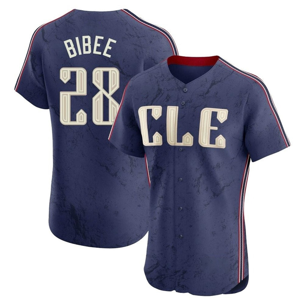 C.Guardians #28 Tanner Bibee Player Navy City Connect Limited Elite Home Hdoa Stitched Jerseys