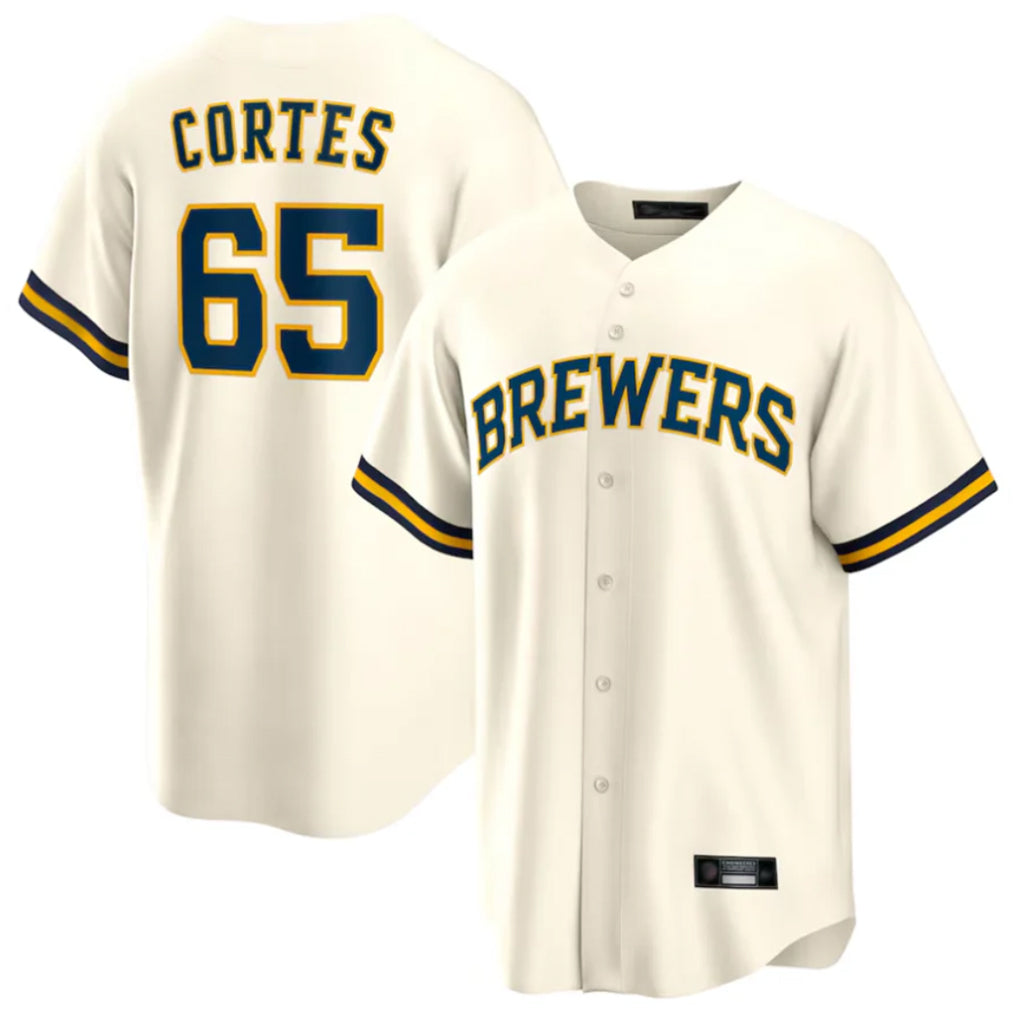 M.Brewers #65 Nestor Cortes Player Cream Home Game Hdoa Stitched Jerseys