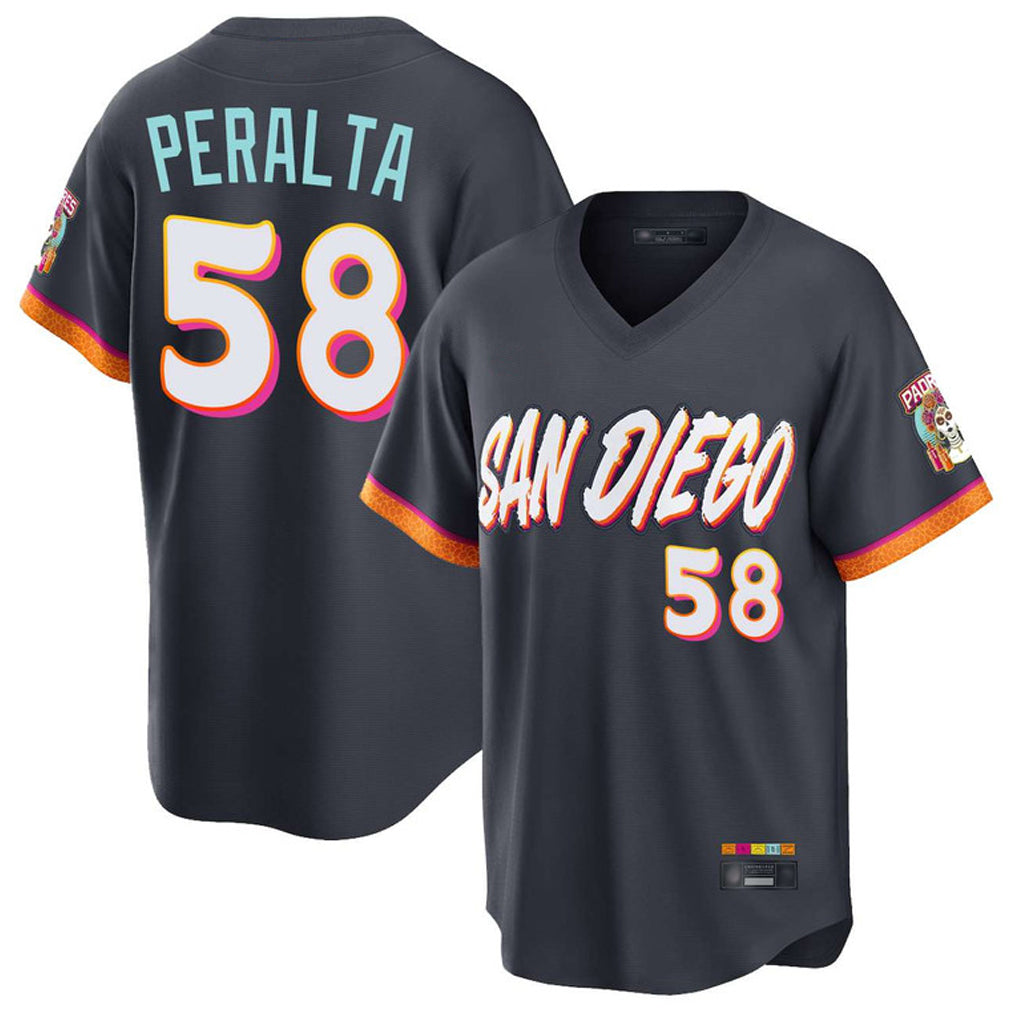 S.Diego Padres #58 Wandy Peralta Player Obsidian 2026 City Connect Home Limited T-shirt Hdoa Stitched Jerseys