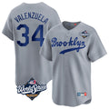 LA.Dodgers #34 Fernando Valenzuela Player Gray World Series Game Limited Home Hdoa Stitched Jerseys