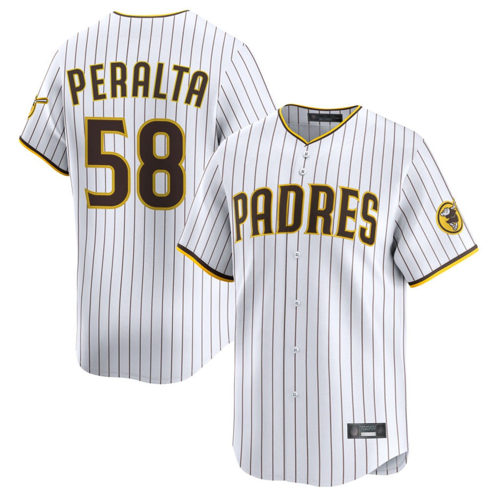 S.Diego Padres #58 Wandy Peralta Player White Limited Home Hdoa Stitched Jerseys