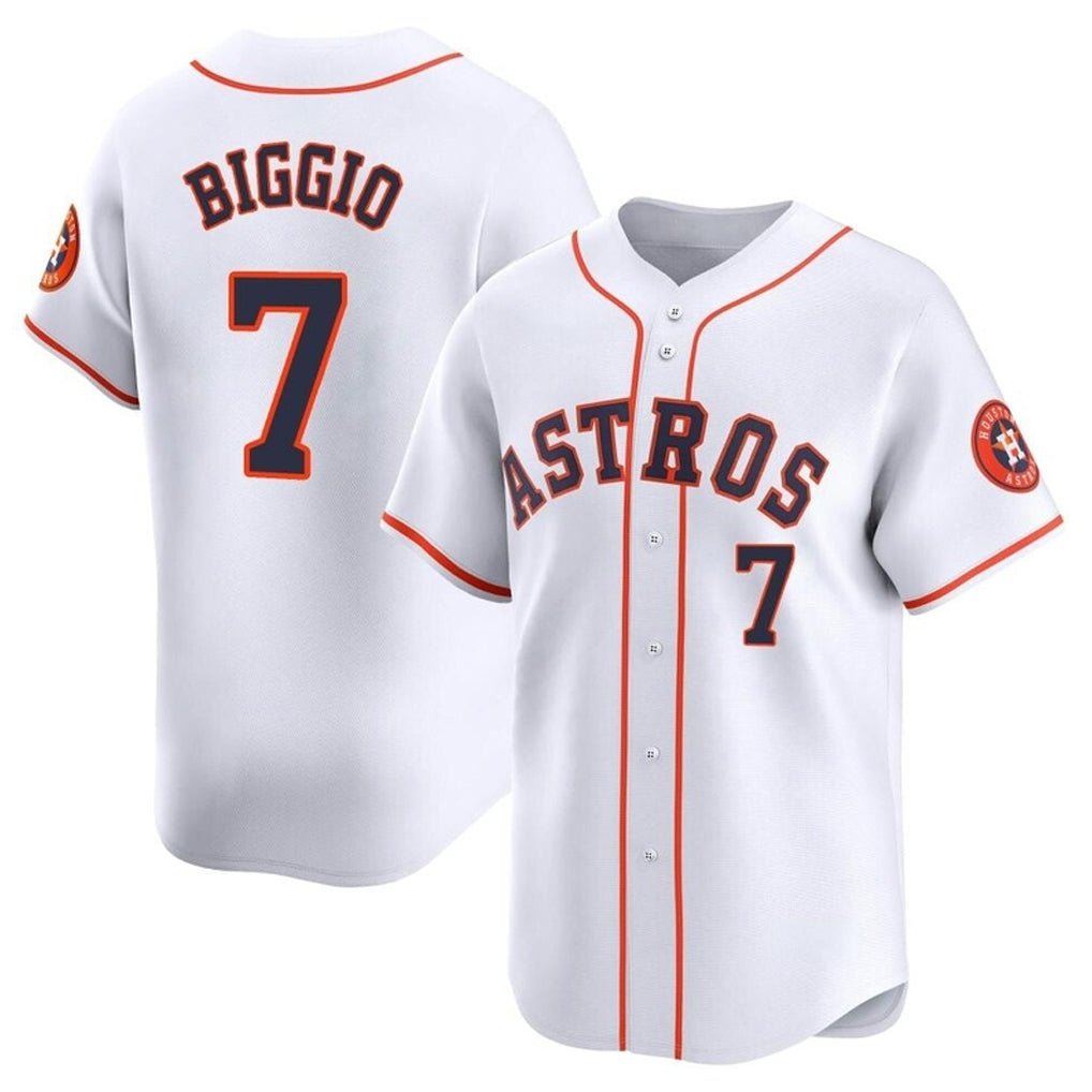 H.Astros #7 Craig Biggio Player White Home Limited Hdoa Stitched Jerseys