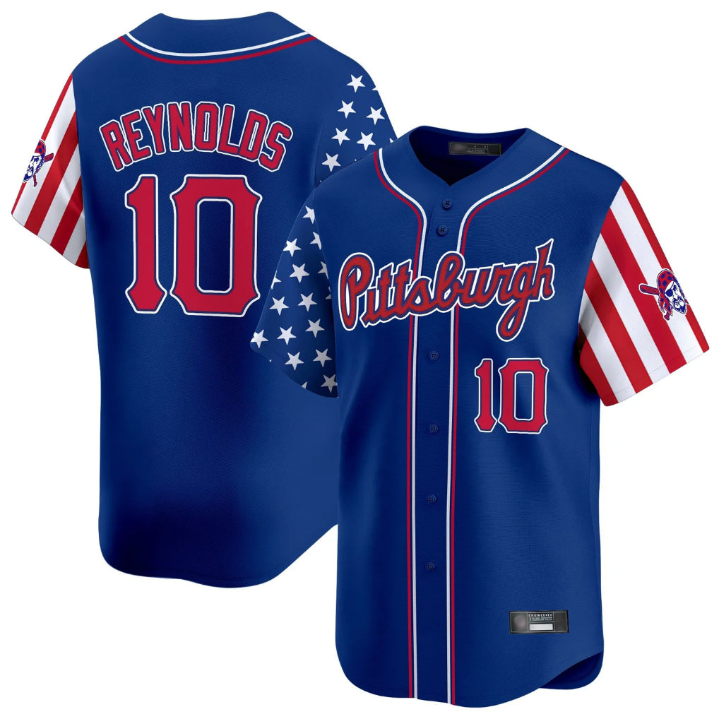 P.Pirates #10 Bryan Reynolds Player Royal 2025 Independence Day Vapor Premier Limited Hdoa Stitched Jerseys