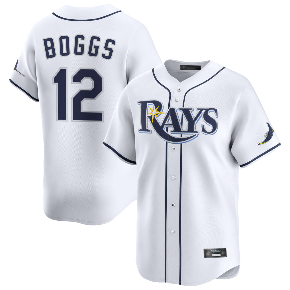 T.Bay Rays #12 Wade Boggs Player White Home Limited Hdoa Stitched Jerseys
