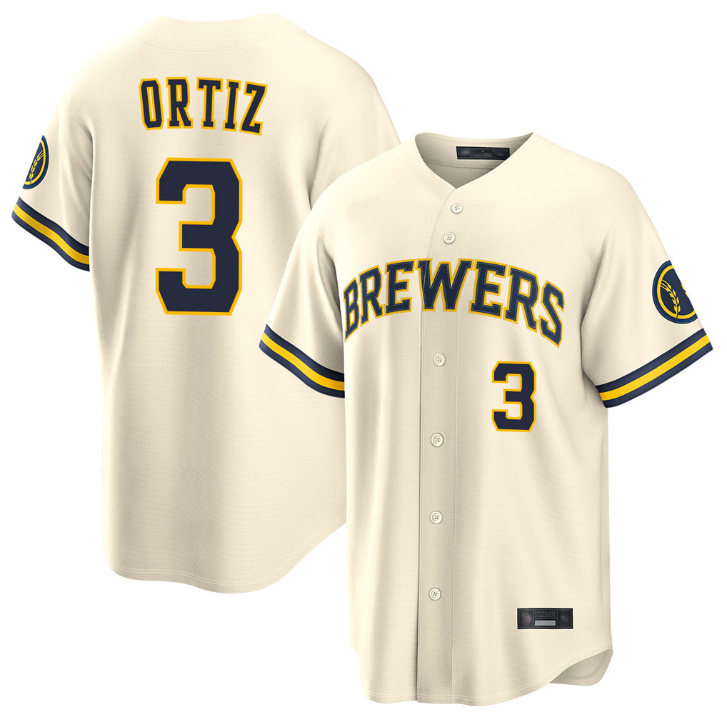 M.Brewers #3 Joey Ortiz Player Cream Home Limited Hdoa Stitched Jerseys