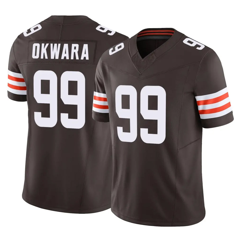 C.Browns #99 Julian Okwara Player Brown Vapor F.U.S.E. Limited Home Game Hdoa Stitched Jerseys