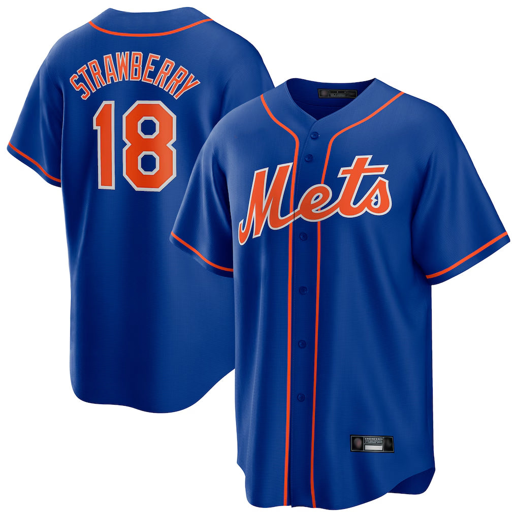 NY.Mets #18 Darryl Strawberry Player Royal Home Game Hdoa Stitched Jerseys