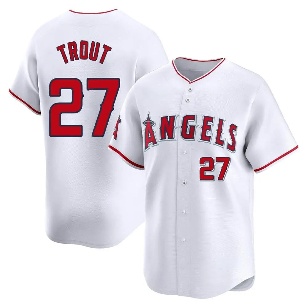LA.Angels #27 Mike Trout Player White Limited Home Hdoa Stitched Jerseys