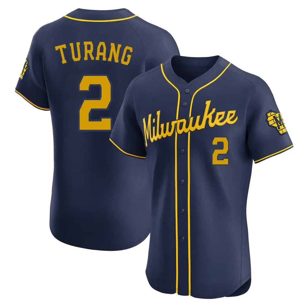 M.Brewers #2 Brice Turang Player Navy Home Limited Elite Hdoa Stitched Jerseys