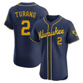 M.Brewers #2 Brice Turang Player Navy Home Limited Elite Hdoa Stitched Jerseys