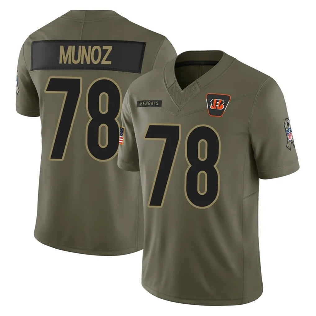 C.Bengals #78 Anthony Munoz Player Olive Salute to Service Limited Home Game Hdoa Stitched Jerseys