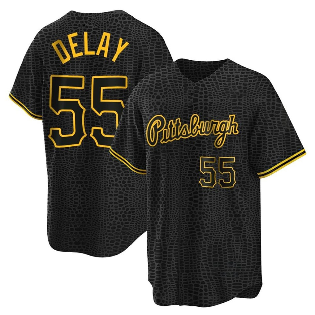 P.Pirates #55 Jason Delay Player Black Snake Skin City Home Limited Hdoa Stitched Jerseys