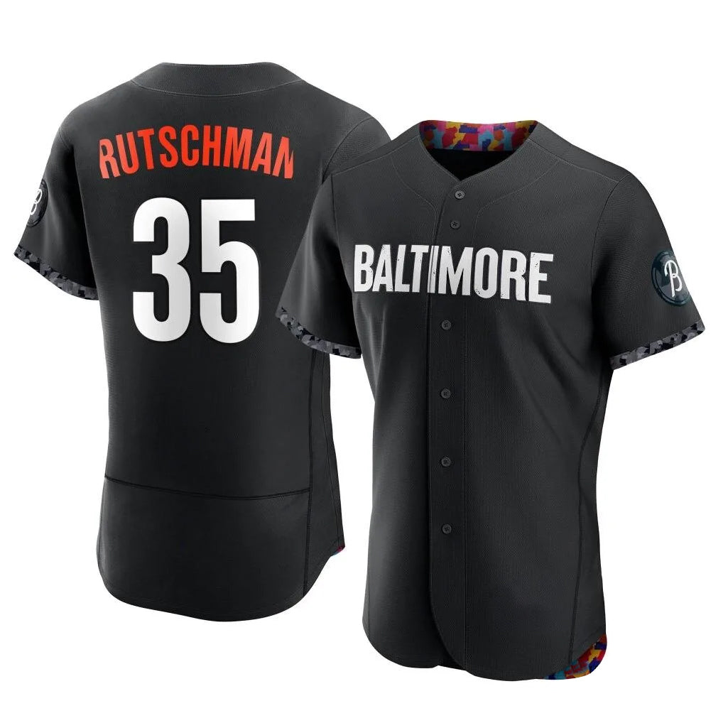 B.Orioles #35 Adley Rutschman Player Black City Connect Limited Elite Home Game Hdoa Stitched Jerseys