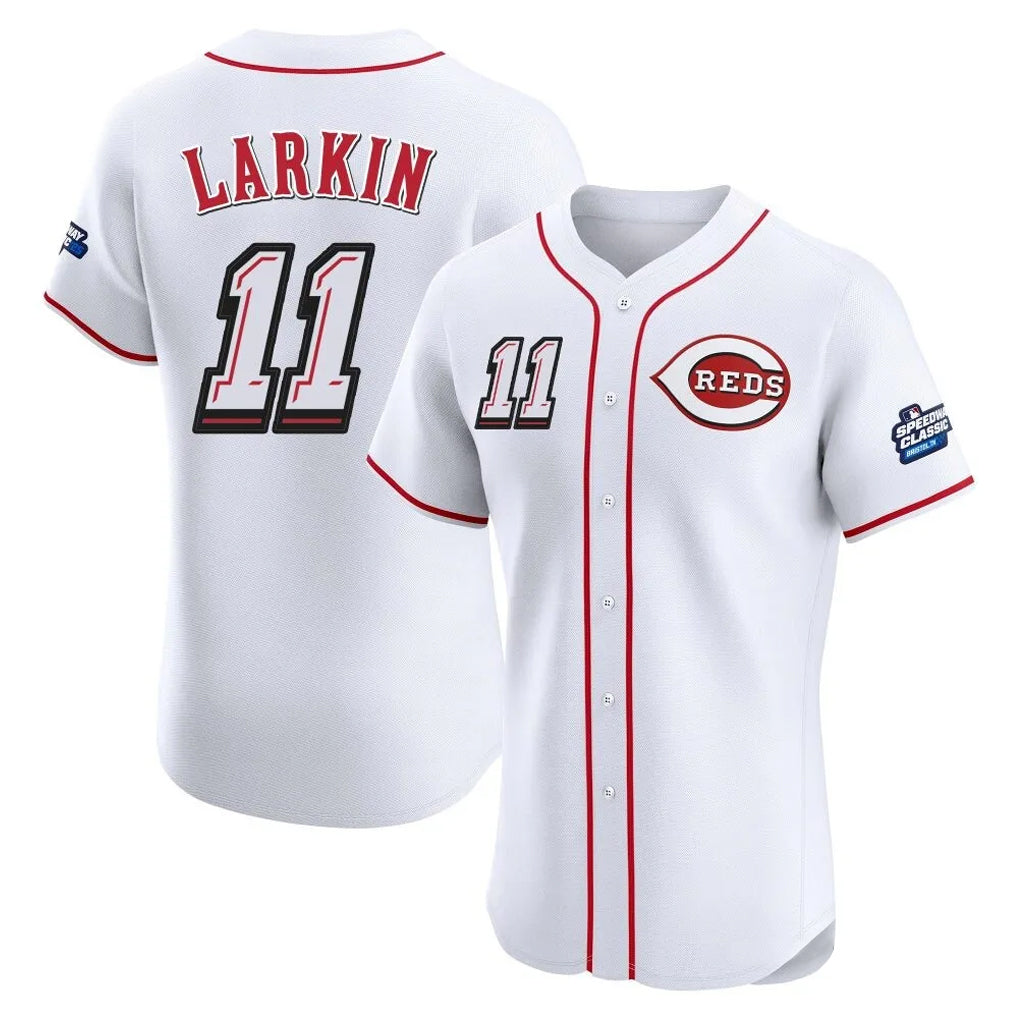 C.Reds #11 Barry Larkin Player White Speedway Classic Limited Elite Home Hdoa Stitched Jerseys