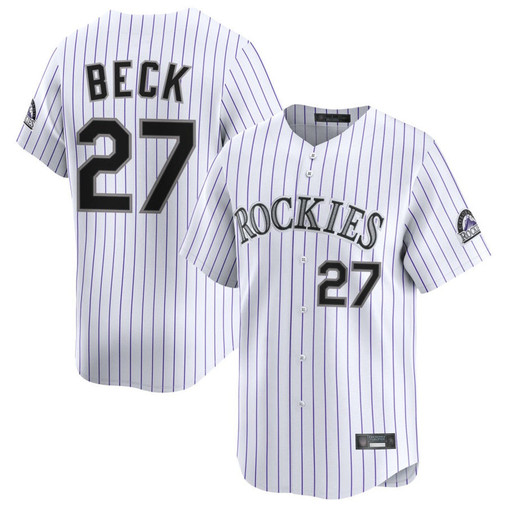 C.Rockies #27 Jordan Beck Player White Limited Home Hdoa Stitched Jerseys