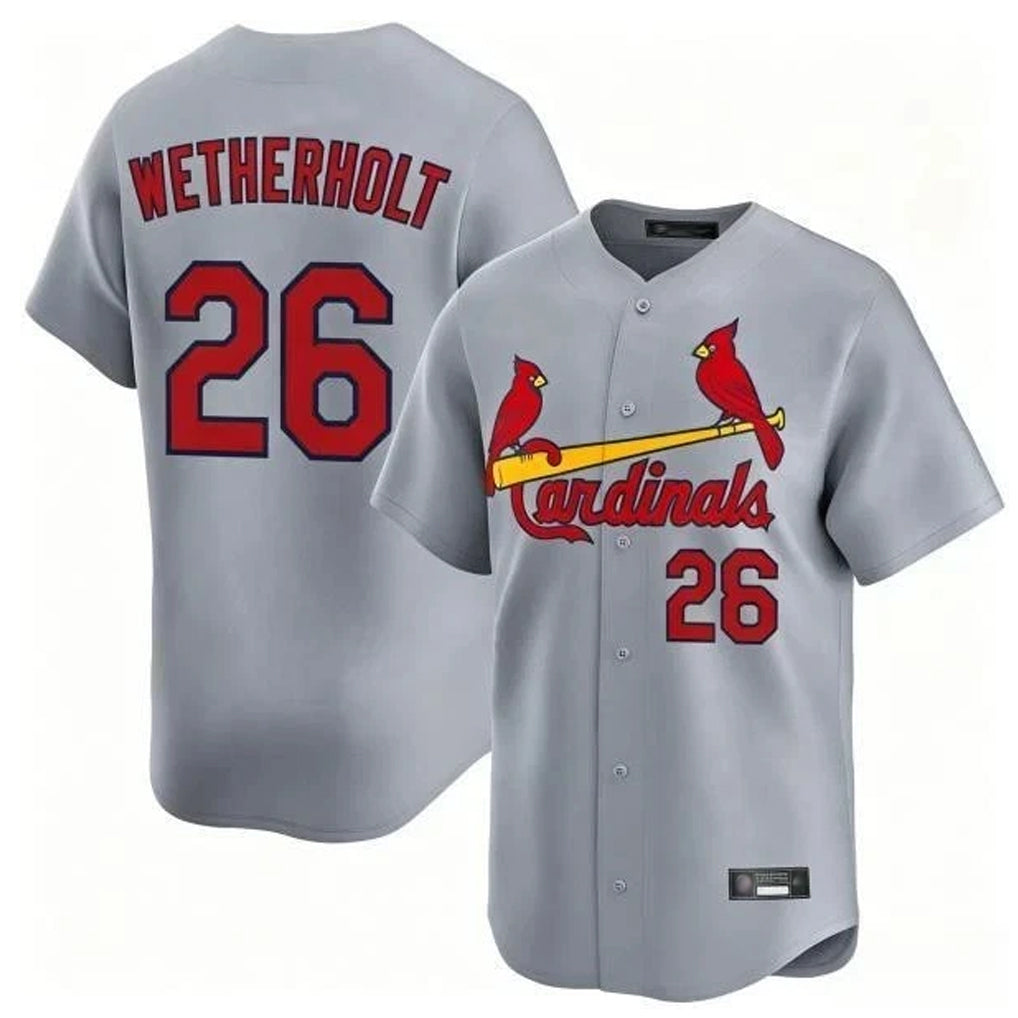 St. Louis Cardinals #26 JJ Wetherholt Player Gray Home Limited Hdoa Stitched Jerseys