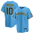 M.Brewers #10 Sal Frelick Player Light Blue Road Stadium Game Hdoa Stitched Jerseys