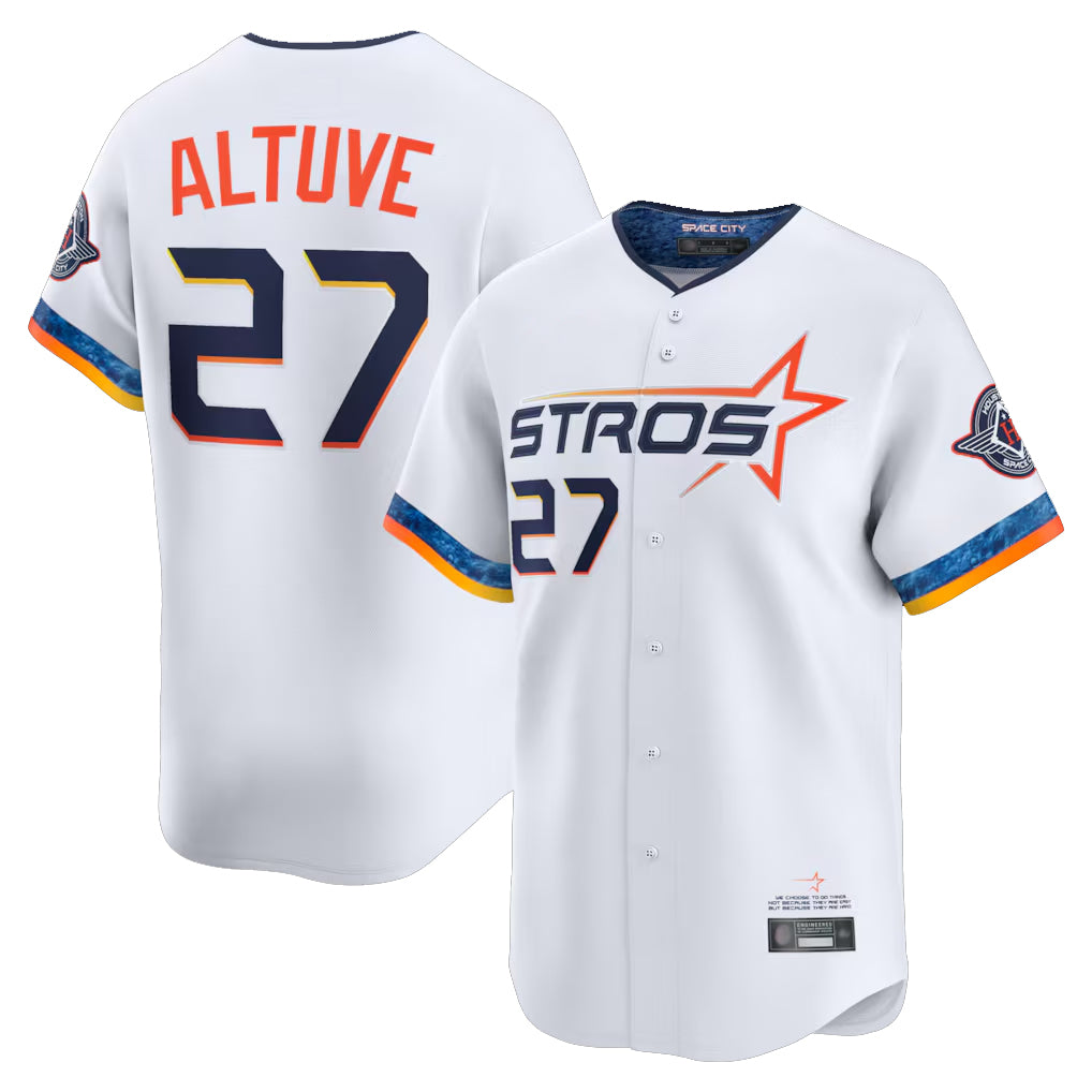 H.Astros #27 Jose Altuve Player White City Connect Limited Home Hdoa Stitched Jerseys