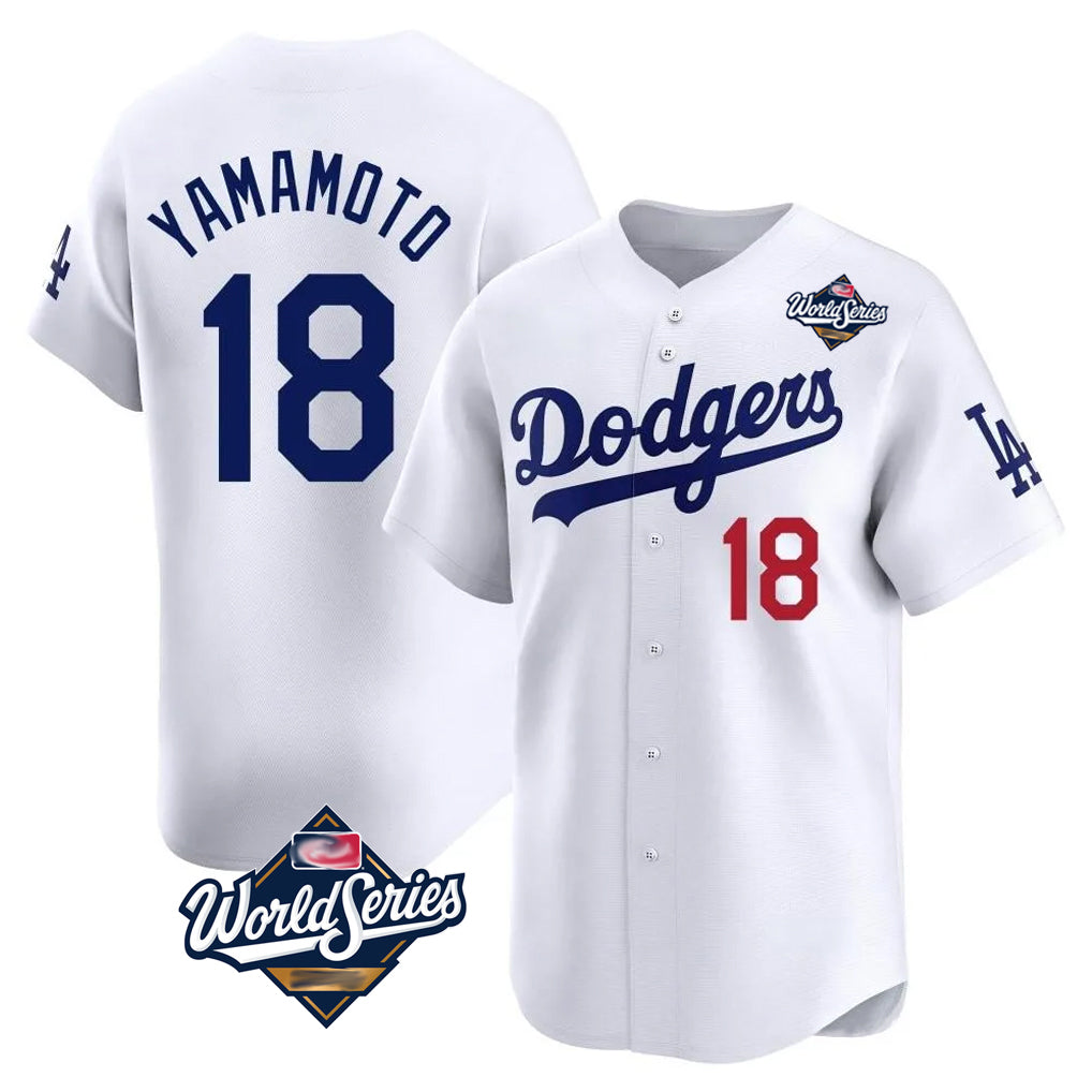 LA.Dodgers #18 Yoshinobu Yamamoto Player White World Series Limited Home Hdoa Stitched Jerseys