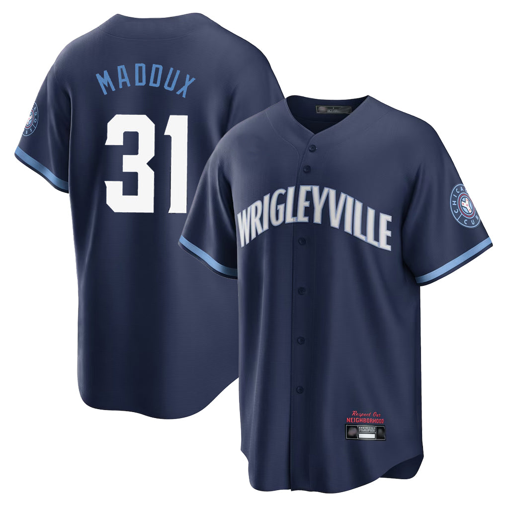 C.Cubs #31 Greg Maddux Player Navy City Connect Home Game Hdoa Stitched Jerseys