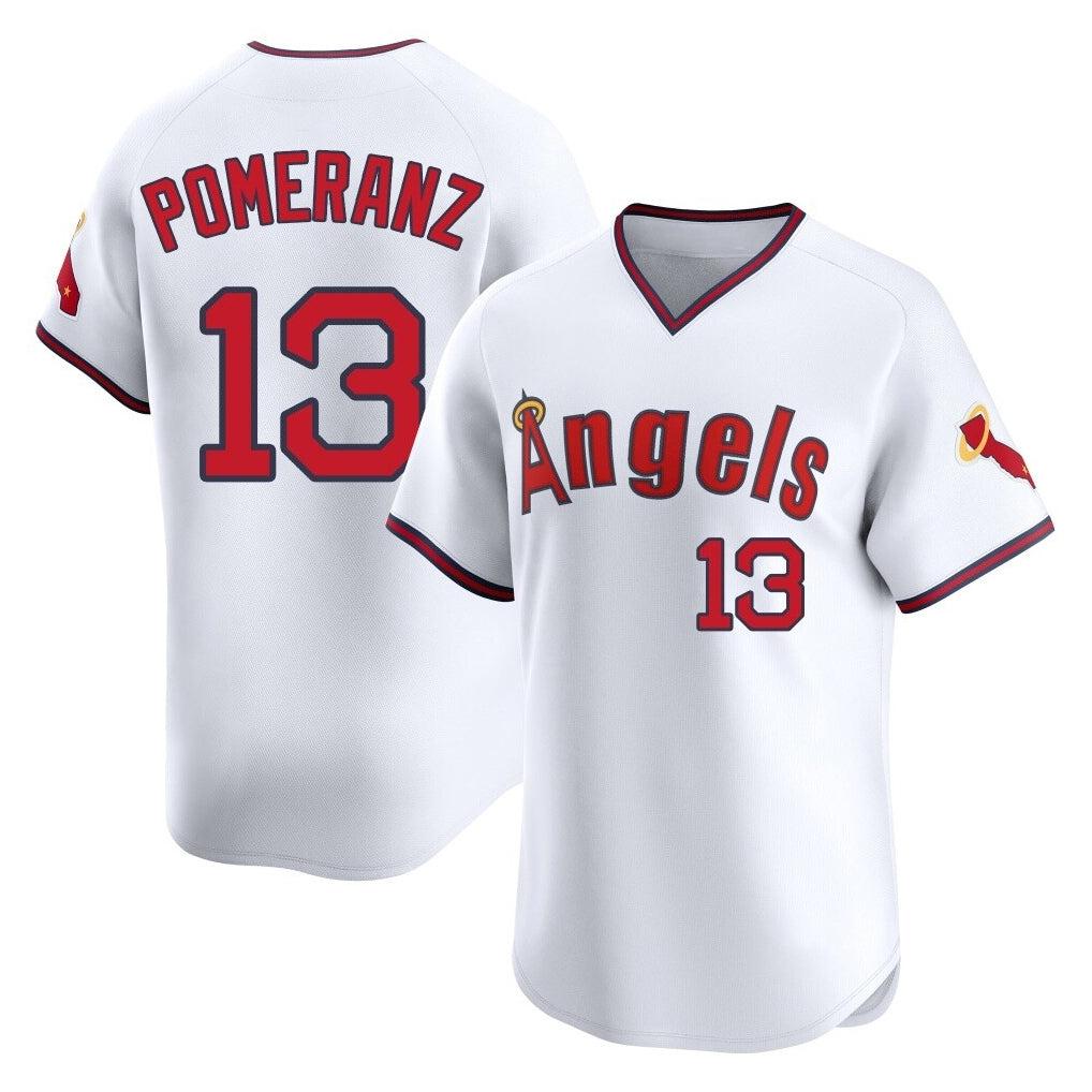 LA.Angels #13 Drew Pomeranz Player White T-shirt Home Limited Hdoa Stitched Jerseys