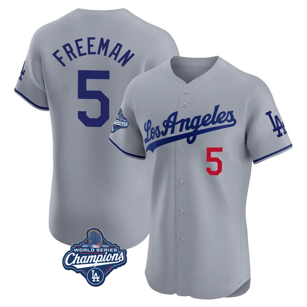 LA.Dodgers #5 Freddie Freeman Player Gray World Series Meet Limited Elite Home Hdoa Stitched Jerseys