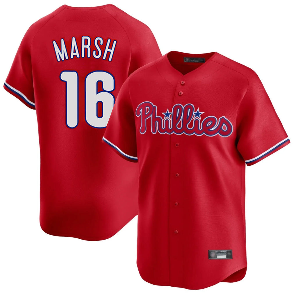 P.Phillies #16 Brandon Marsh Player Red Home Limited Hdoa Stitched Jerseys