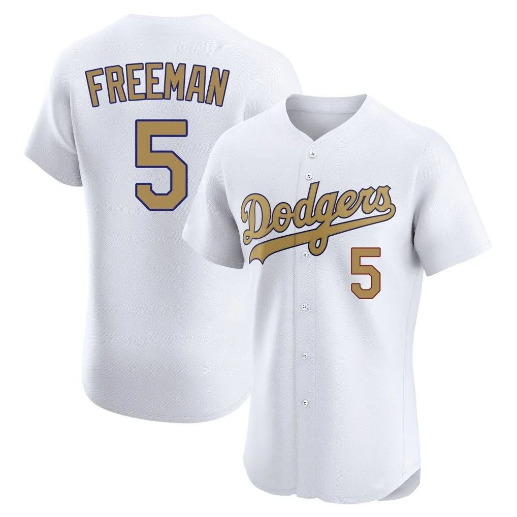 LA.Dodgers #5 Freddie Freeman Player Gold Limited Elite Home Hdoa Stitched Jerseys