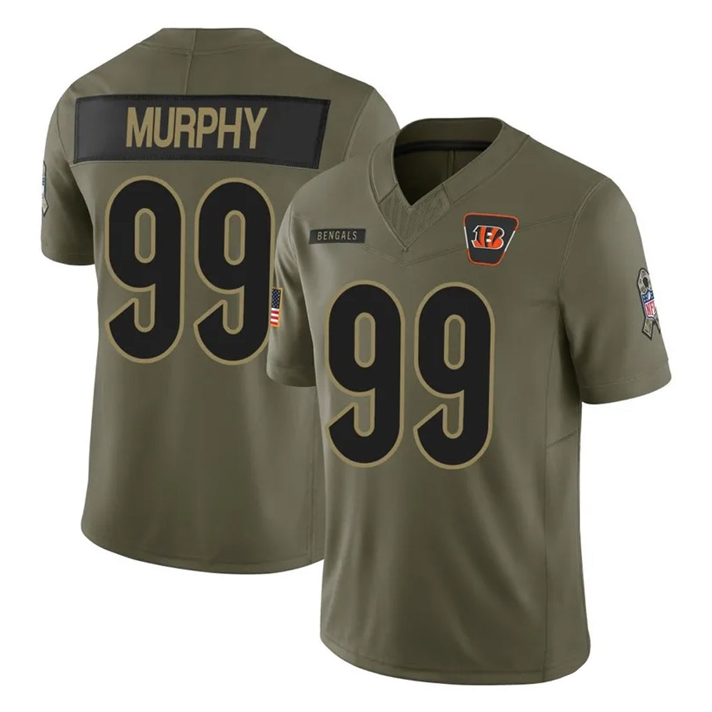 C.Bengals #99 Myles Murphy Player Olive Salute to Service Limited Home Game Hdoa Stitched Jerseys