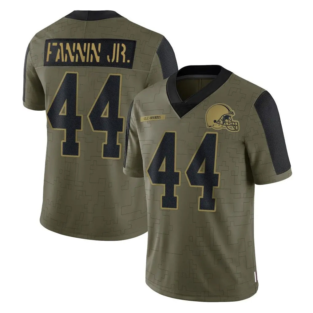 C.Browns #44 Harold Fannin Jr. Player Olive Salute to Service Limited Home Game Hdoa Stitched Jerseys