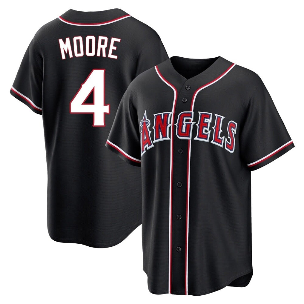 LA.Angels #4 Christian Moore Player Black Fashion Out Home Game Hdoa Stitched Jerseys