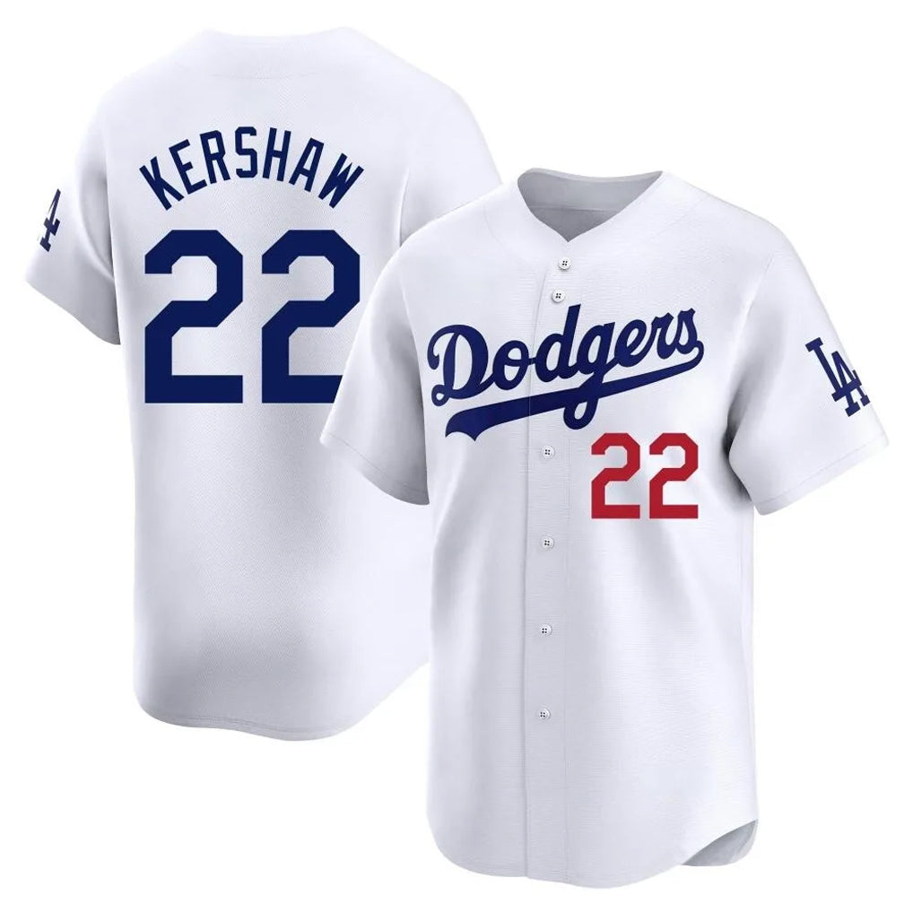 LA.Dodgers #22 Clayton Kershaw Player White Limited Home Hdoa Stitched Jerseys