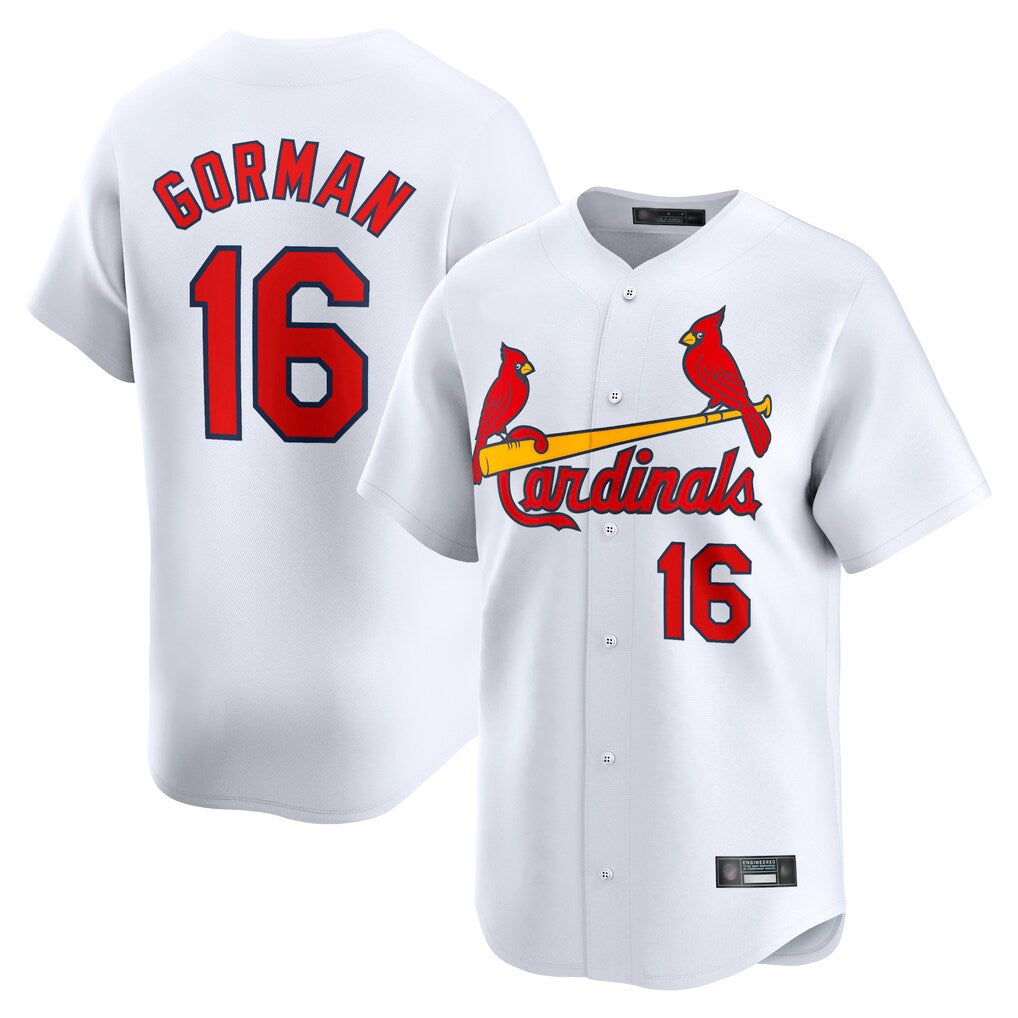 St. Louis Cardinals #16 Nolan Gorman Player White Home Limited Hdoa Stitched Jerseys