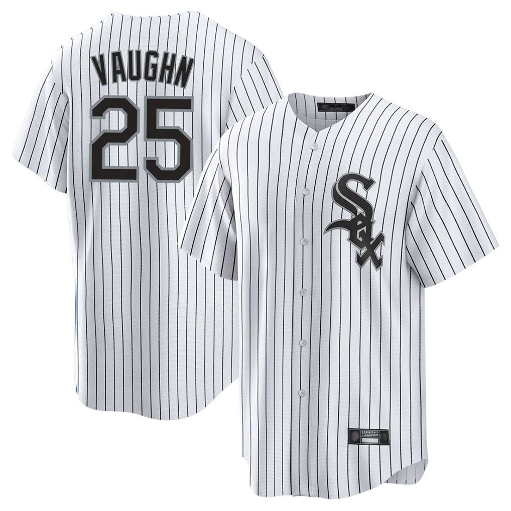 C.White Sox #25 Andrew Vaughn Player White Stripe Home Game Hdoa Stitched Jerseys