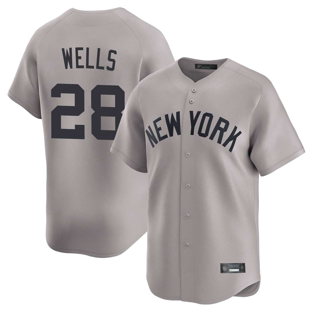 NY.Yankees #28 Austin Wells Player Gray Limited Home Hdoa Stitched Jerseys