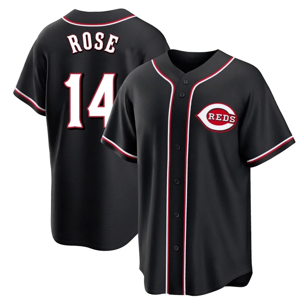 C.Reds #14 Pete Rose Player Black Fashion Out Home Game Hdoa Stitched Jerseys