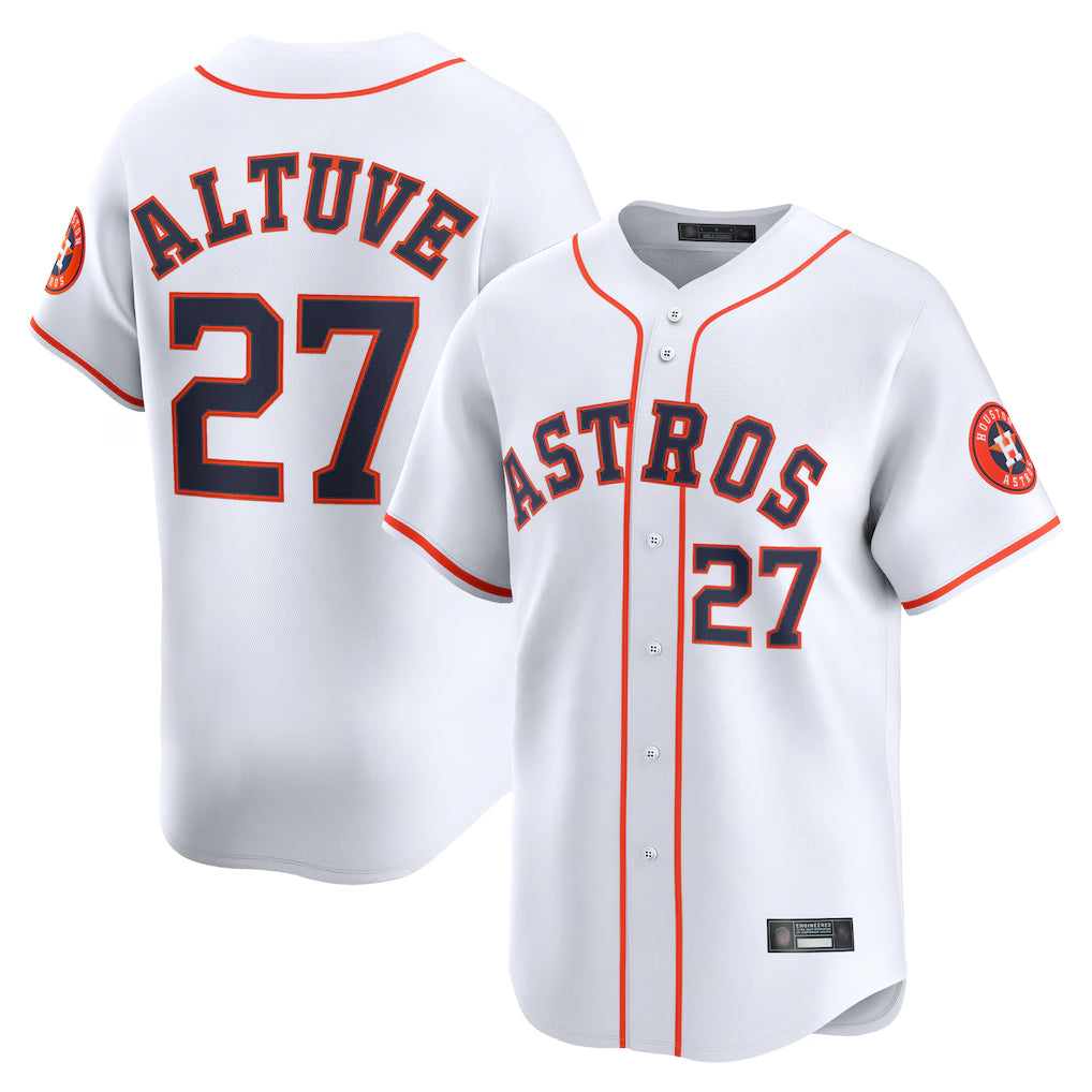 H.Astros #27 Jose Altuve Player White Home Limited Hdoa Stitched Jerseys