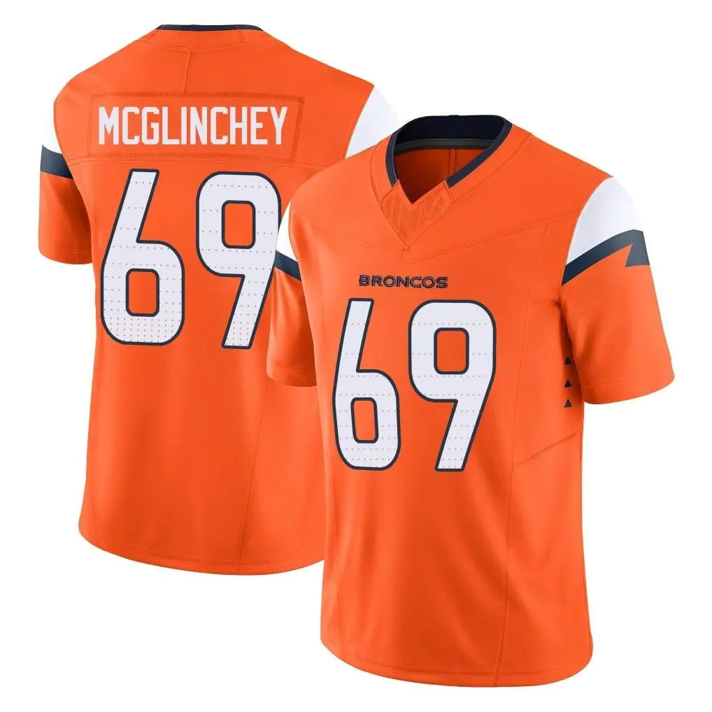 D.Broncos #69 Mike McGlinchey Player Orange Vapor F.U.S.E. Limited Home Game Hdoa Stitched Jerseys