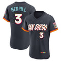 S.Diego Padres #3 Jackson Merrill Player Obsidian 2026 City Connect Home Limited Elite T-shirt Hdoa Stitched Jerseys