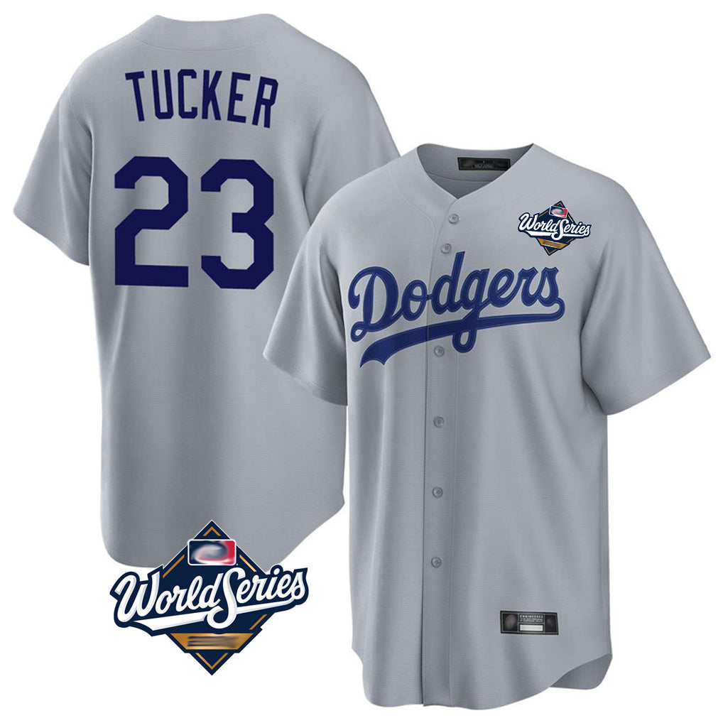 LA.Dodgers #23 Kyle Tucker Player Gray World Series Game Hdoa Stitched Jerseys