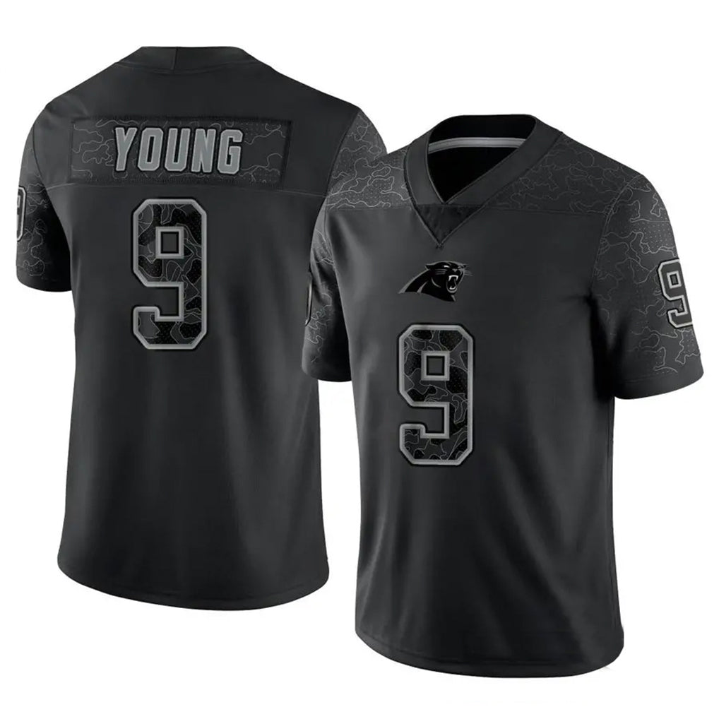 C.Panthers #9 Bryce Young Player Black REFLECTIVE Limited Game Hdoa Stitched Jerseys