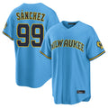 M.Brewers #99 Gary Sanchez Player Light Blue Road Stadium Game Hdoa Stitched Jerseys