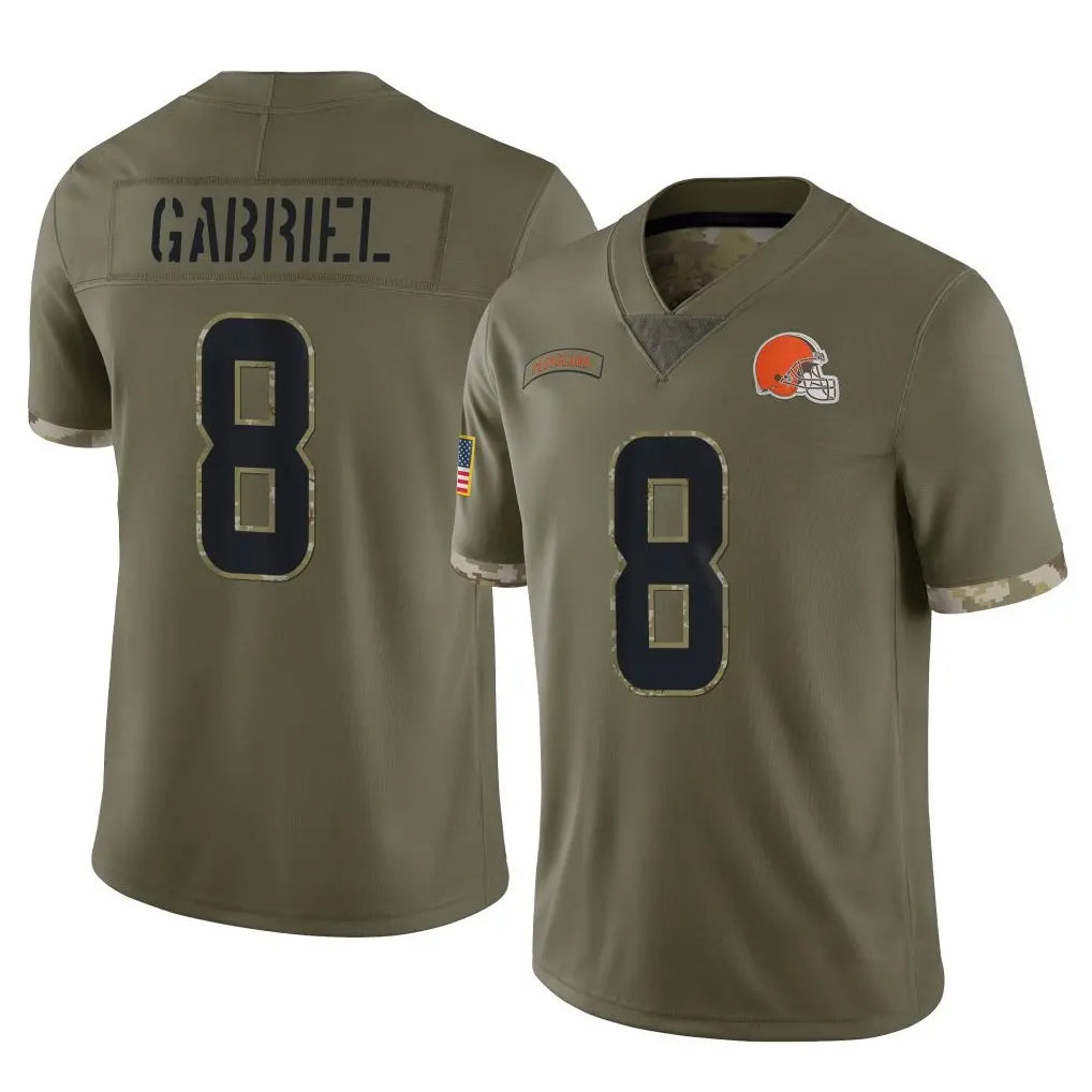 C.Browns #8 Dillon Gabriel Player Olive Salute to Service Limited Game Hdoa Stitched Jerseys