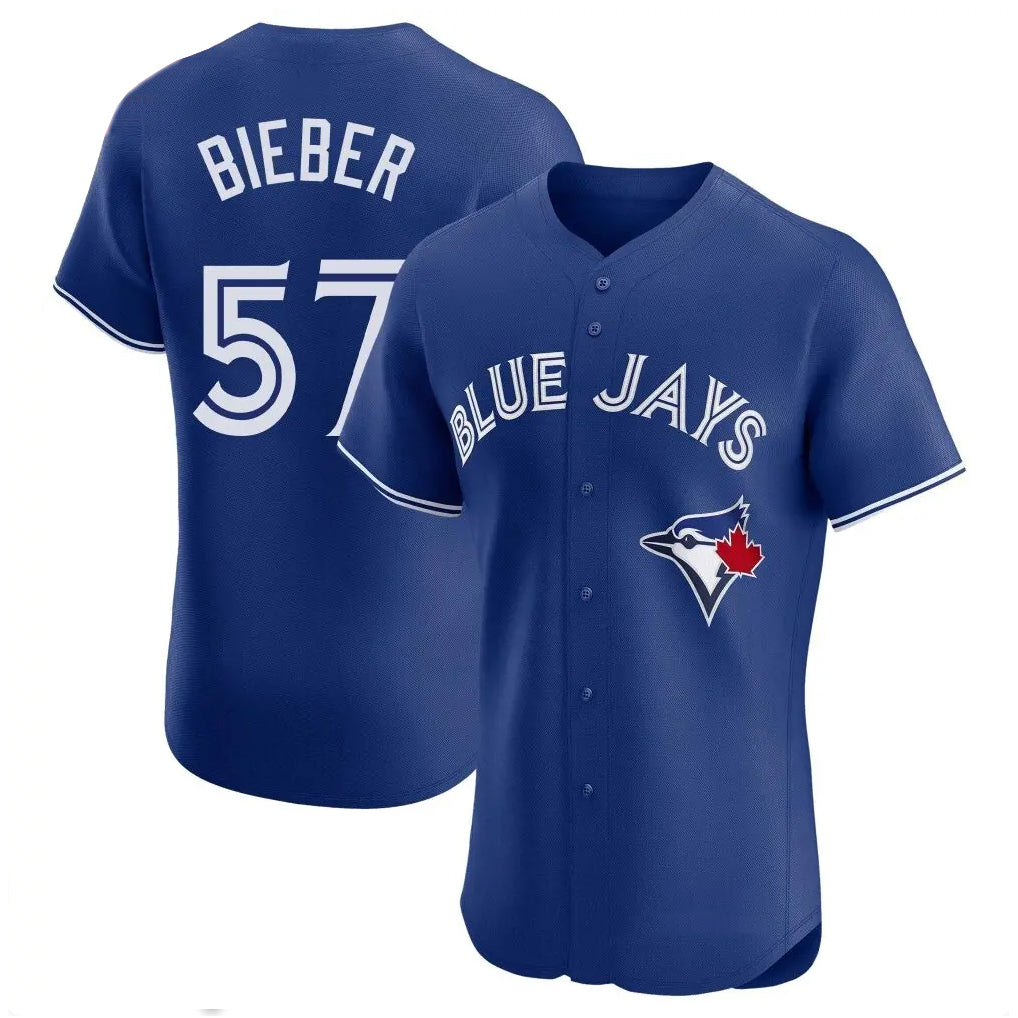 T.Blue Jays #57 Shane Bieber Player Royal Elite Home Limited Hdoa Stitched Jerseys